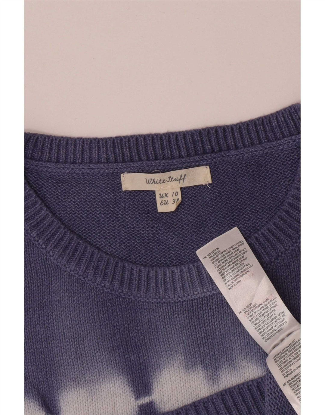 White Stuff Dame Vest Tank Top UK 10 Small Blue Tie Dye Bomuld