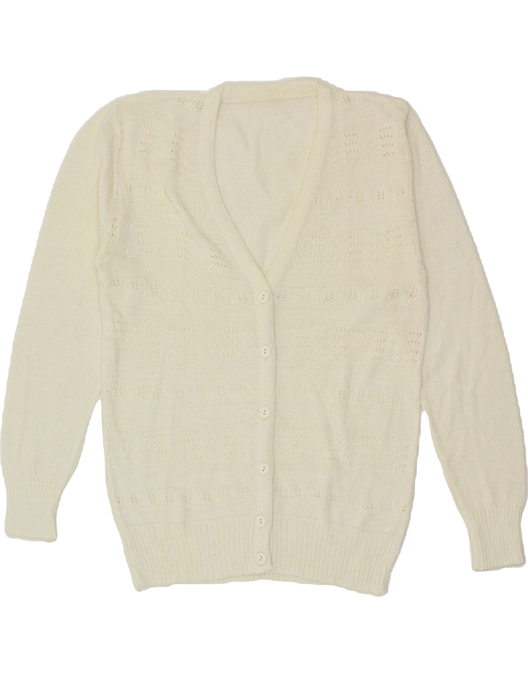 VINTAGE Womens Cardigan Sweater UK 12 Medium White Vintage Vintage and Second-Hand Vintage from Messina Hembry 