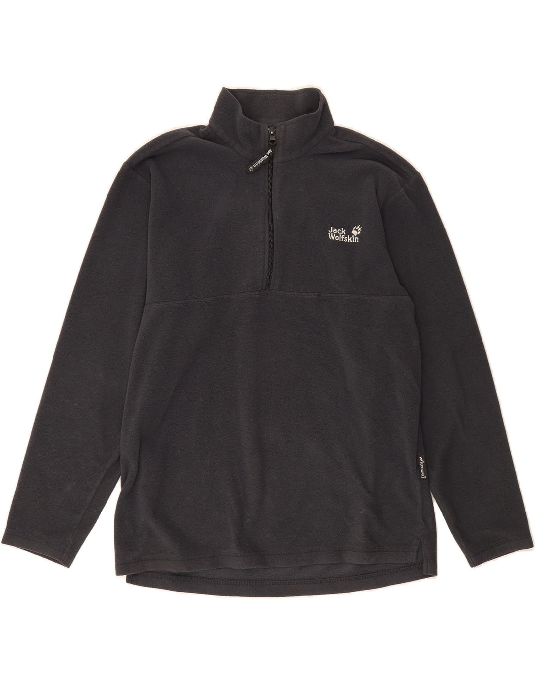 JACK WOLFSKIN Mens Zip Neck Fleece Jumper UK 36/38 Medium Grey Polyester Vintage Jack Wolfskin and Second-Hand Jack Wolfskin from Messina Hembry 