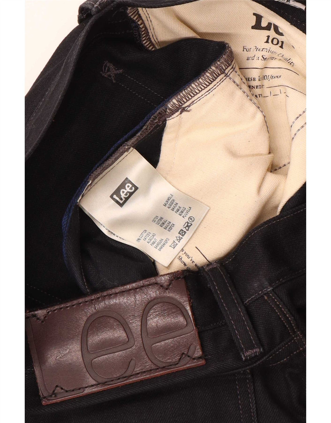 Lee Mens 101 Rider Slim Jeans W31 L34 Sort Bomuld