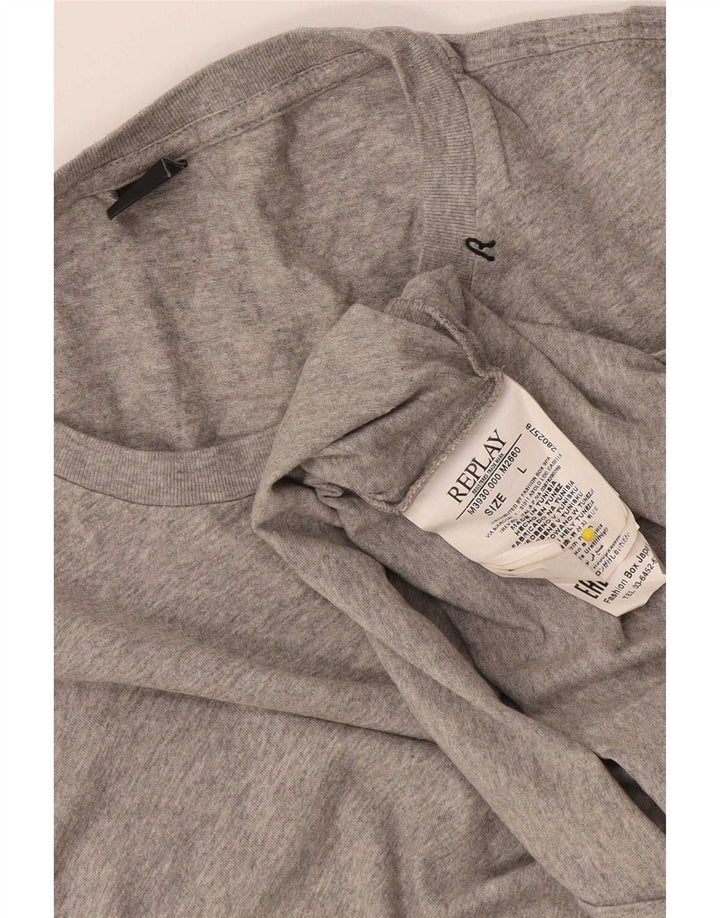 Replay Herre T-Shirt Top Stor Grå Flecked Bomuld