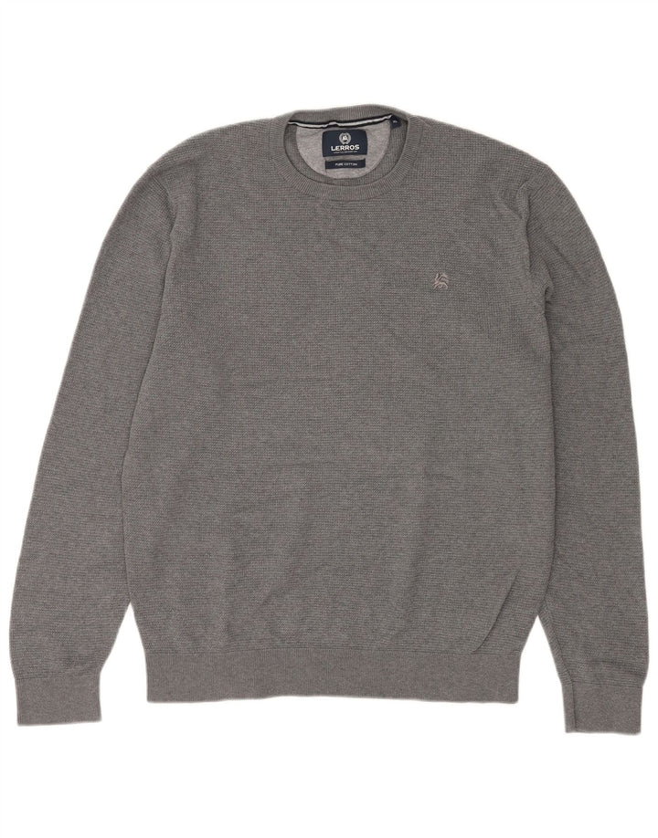 Lerros Herre sweater med rund hals XL grå bomuld