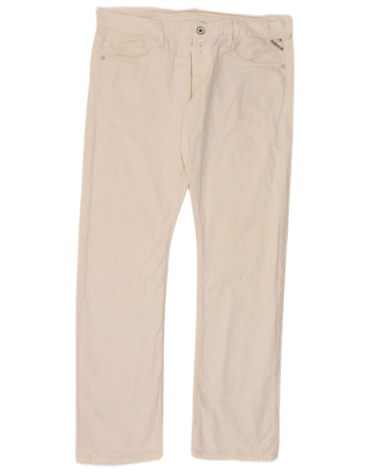 Replay Herre Straight Jeans W38 L34 Hvid Bomuld