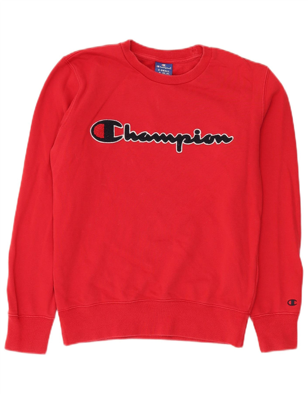 Champion Womens Grafisk Oversized Sweatshirt Jumper UK 6 XS Rød Bomuld