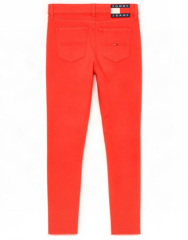 Tommy Jeans Womens Mid Rise Skinny Jeans W27 L30 Red Cotton
