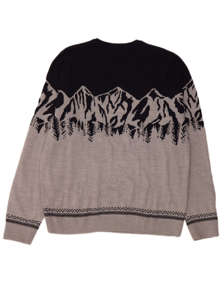 Marks & Spencer Herre sweater med rund hals, stor grå farveblok