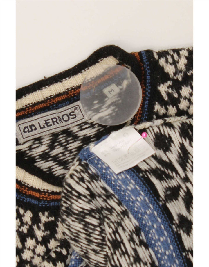 Lerros Herre Crew Neck sweater Medium Black Fair Isle Wool