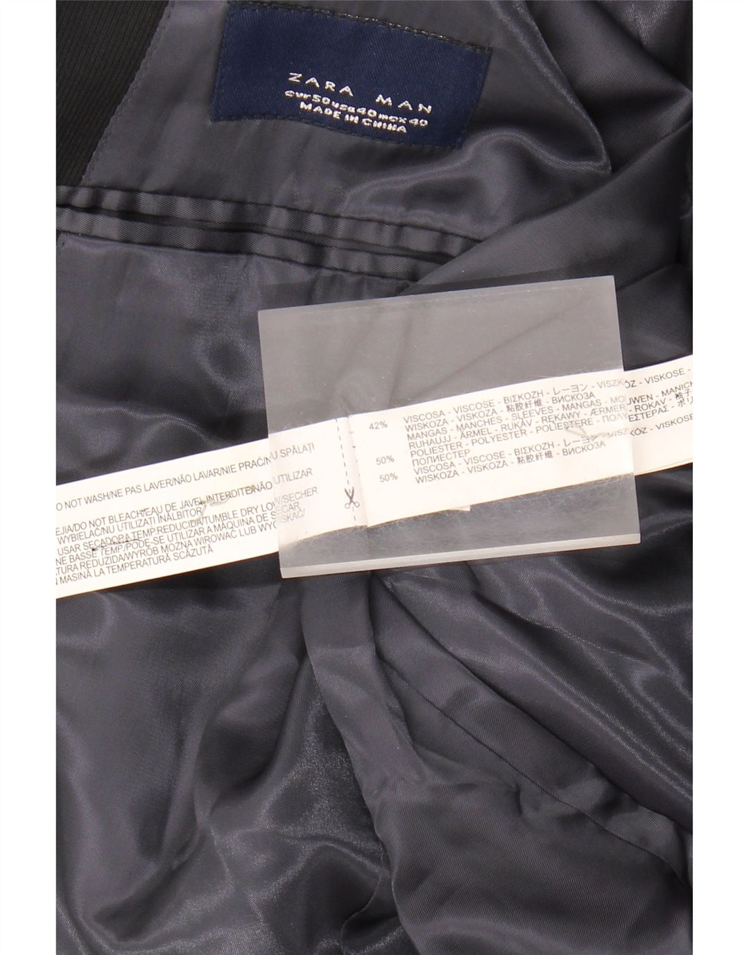 Zara Herre 2-knaps blazerjakke EU 50 Medium Sort viskose