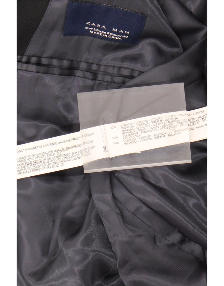 Zara Herre 2-knaps blazerjakke EU 50 Medium Sort viskose