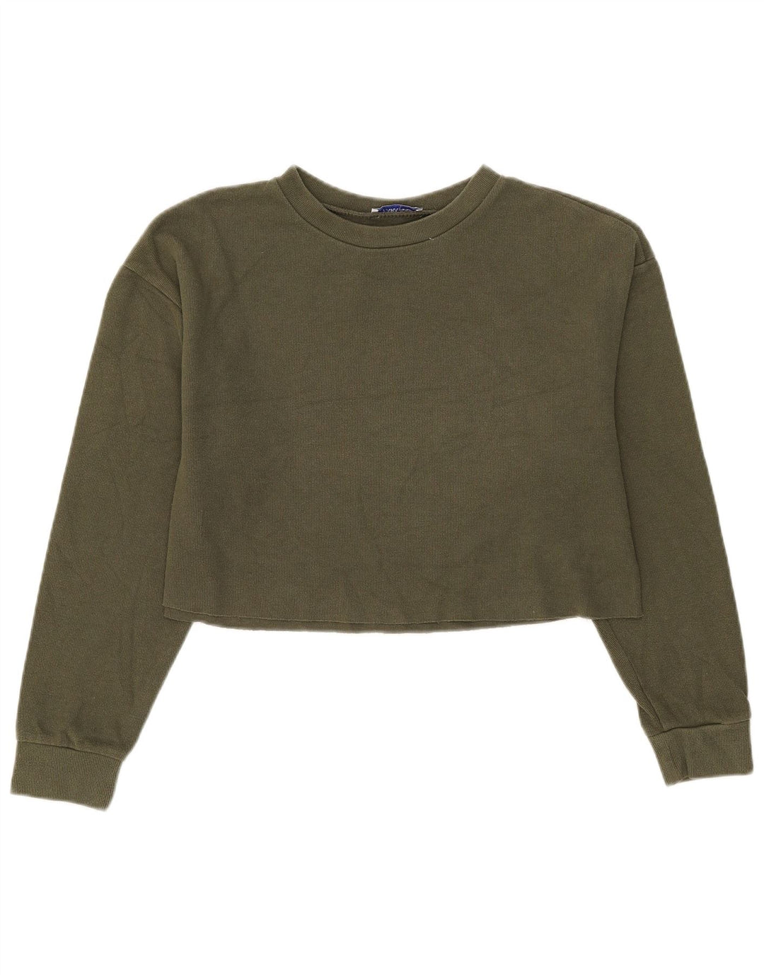 Zara Womens Crop Bluse Top UK 14 Medium Green Bomuld
