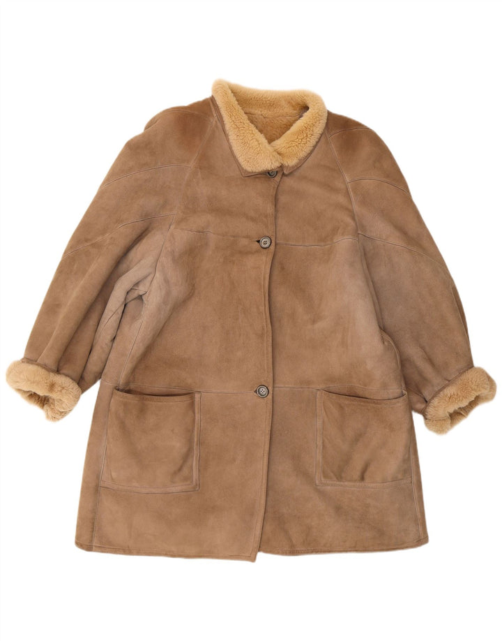 Vintage Dame Loose Fit Shearling Coat IT 44 Medium Brown Classic