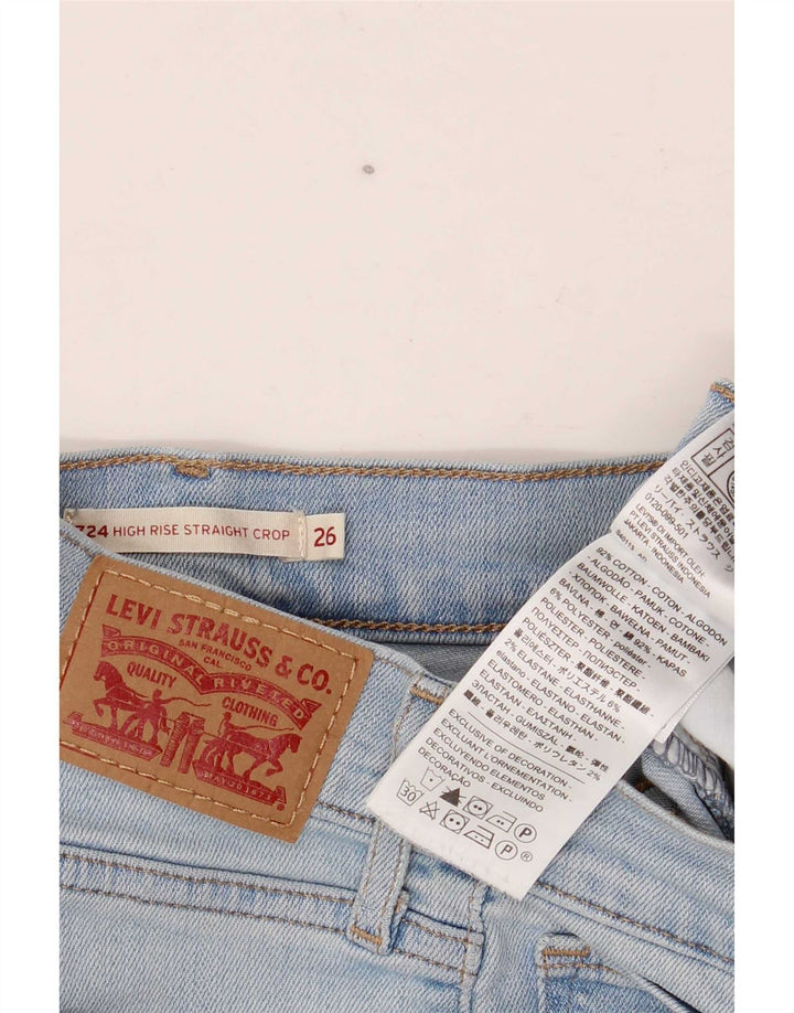 Levi's Dame 724 højtaljede denimshorts W26 Små blå bomuld