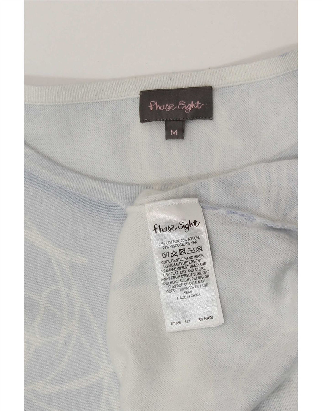 Phase Eight Dame Top 3/4 ærme UK 12 Medium Blue Floral Bomuld