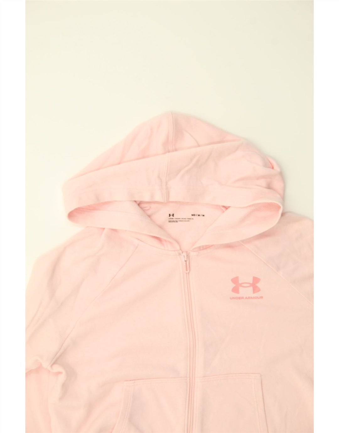 UNDER ARMOUR Womens Crop Zip Hoodie Sweater UK 14 Medium Pink Vintage Under Armour and Second-Hand Under Armour from Messina Hembry 