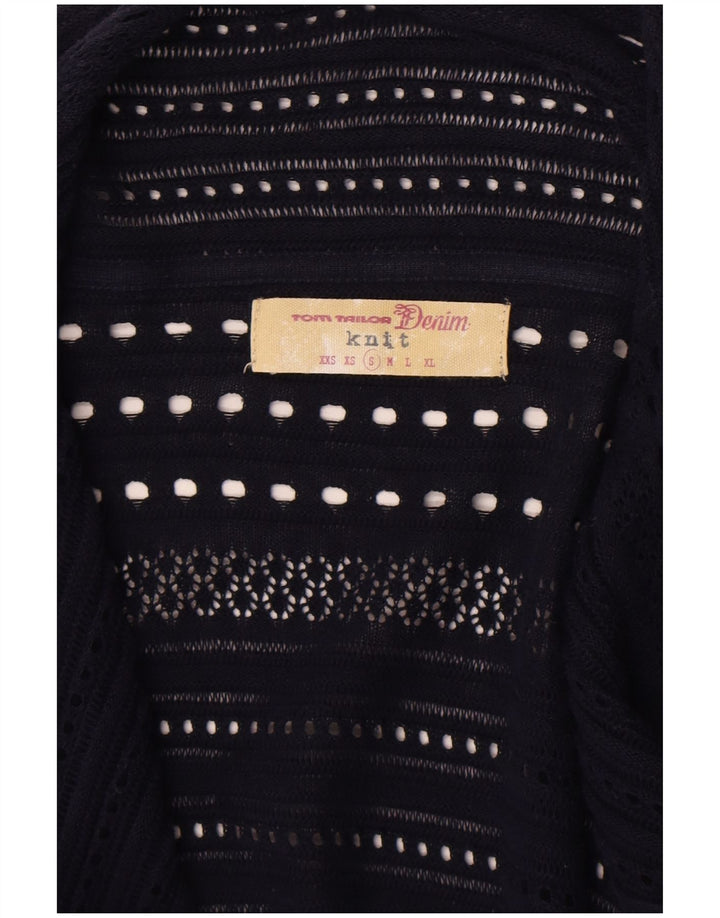 Tom Tailor Dame Asymmetrisk Åben Cardigan Sweater UK 10 Small Navy Blue