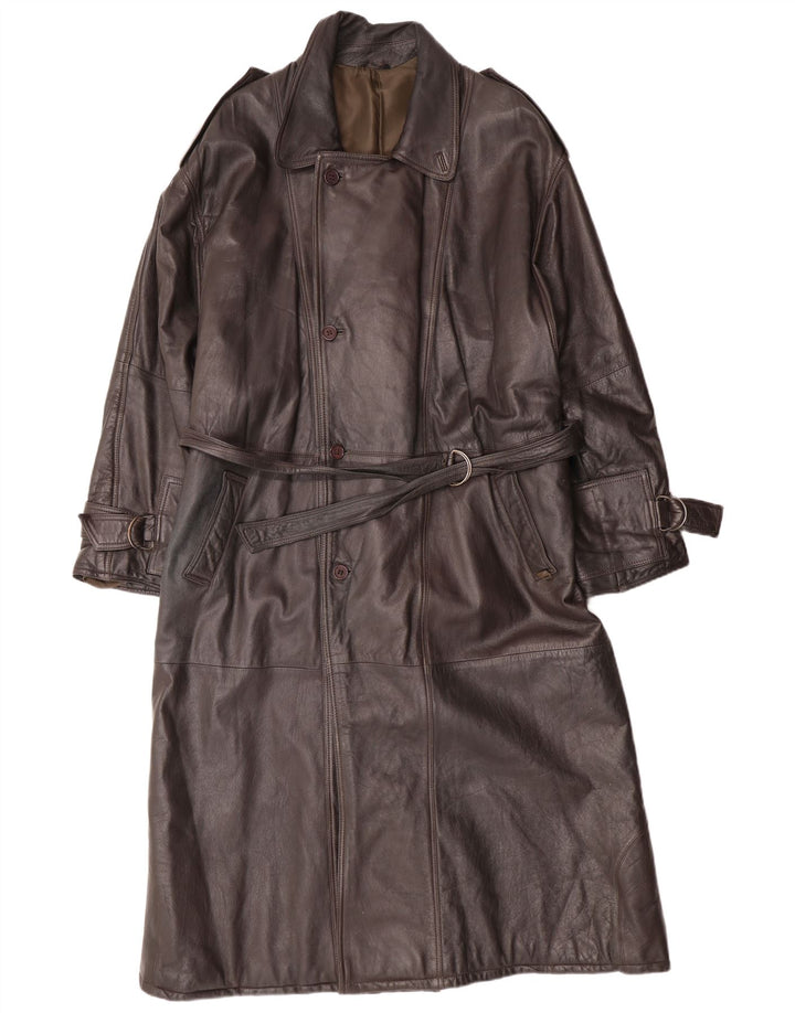 MAX MOSER Herre Læderfrakke IT 56 3XL Brunt Læder