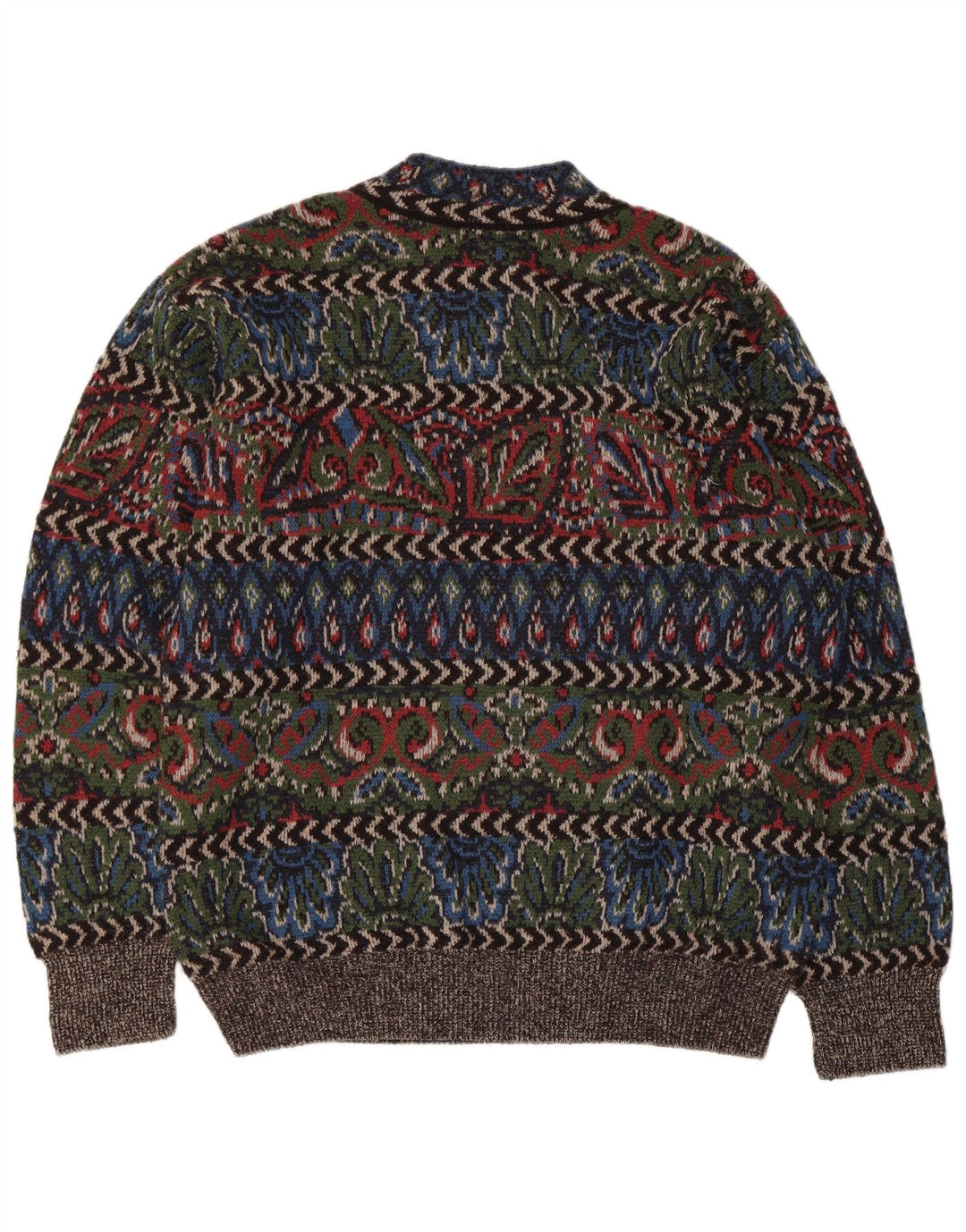 Vintage Herre Turtle Neck Jumper Sweater Stor flerfarvet geometrisk uld