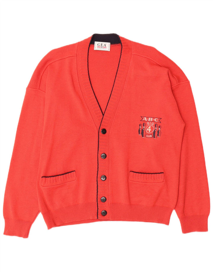 Vintage herre cardigan sweater IT 50 Medium rød uld