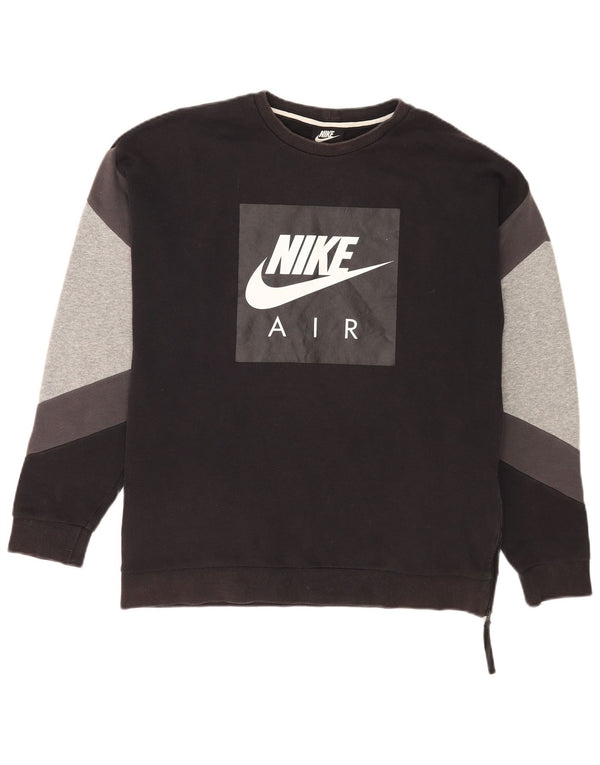 Nike Herre Grafisk Loose Fit Sweatshirt Jumper Medium Sort Colourblock