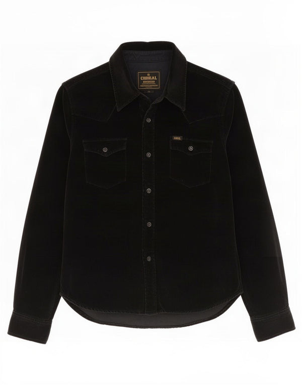 Lee Womens Velvet Shirt UK 14 Medium Black Bomuld