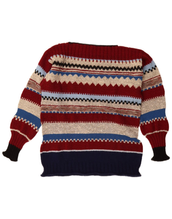 Vintage Dame Boat Neck Jumper Sweater UK 18 XL Flerfarvet Stribet