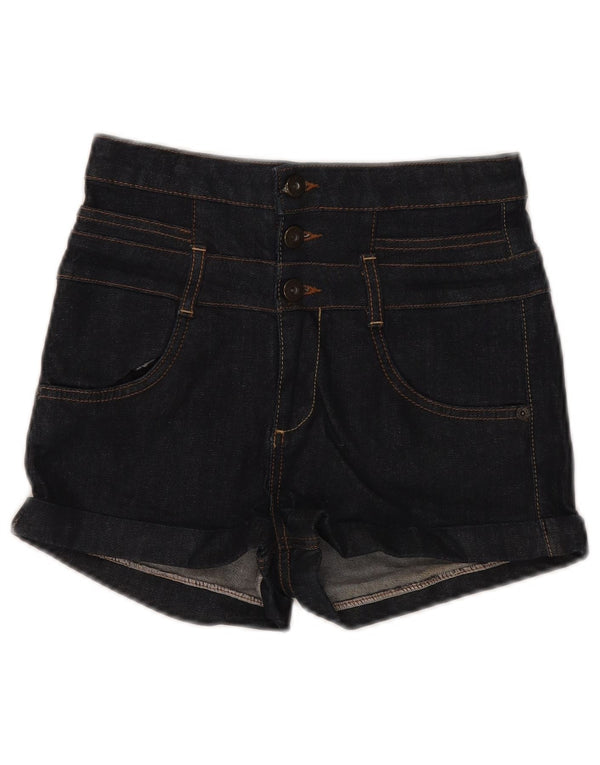 MOTO denimshorts til kvinder med høj talje UK 10 Small W28 Navyblå bomuld