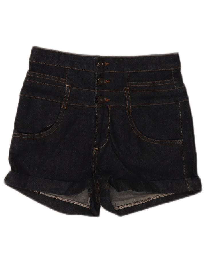 MOTO denimshorts til kvinder med høj talje UK 10 Small W28 Navyblå bomuld