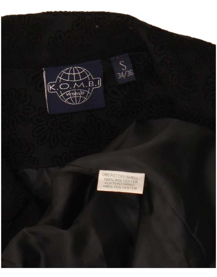 KOMBI Dame 3 Knapper Oversized Blazer Jacket UK 10 Small Black Floral