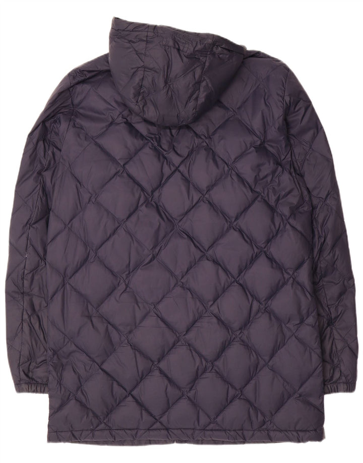 MASSIMO DUTTI Dame hætte polstret frakke UK 16 Stor marineblå polyamid