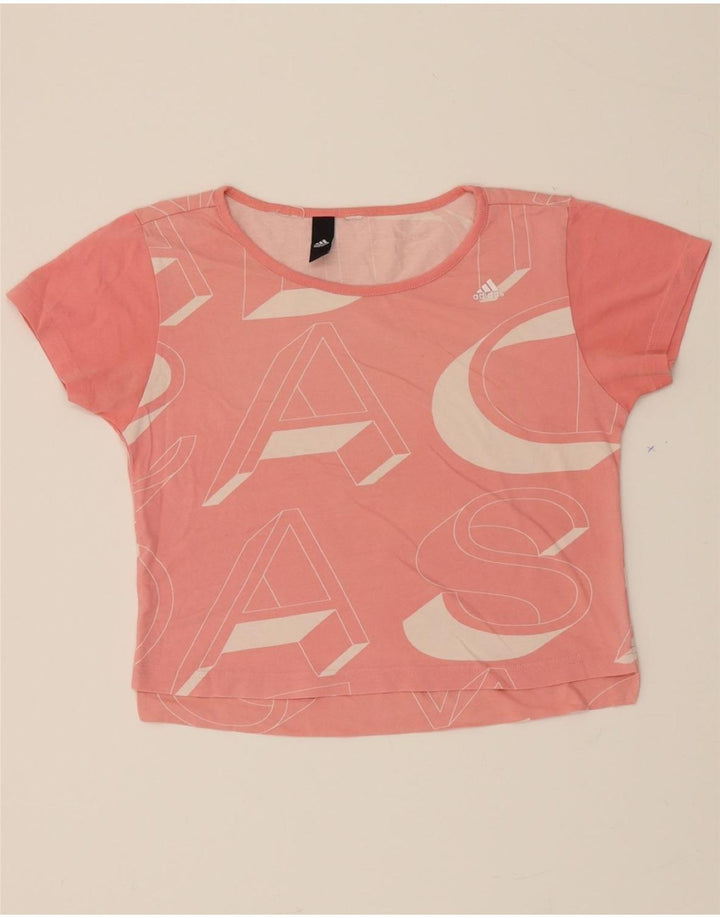ADIDAS Womens Graphic T-Shirt Top UK 12 Medium Pink Vintage Adidas and Second-Hand Adidas from Messina Hembry 