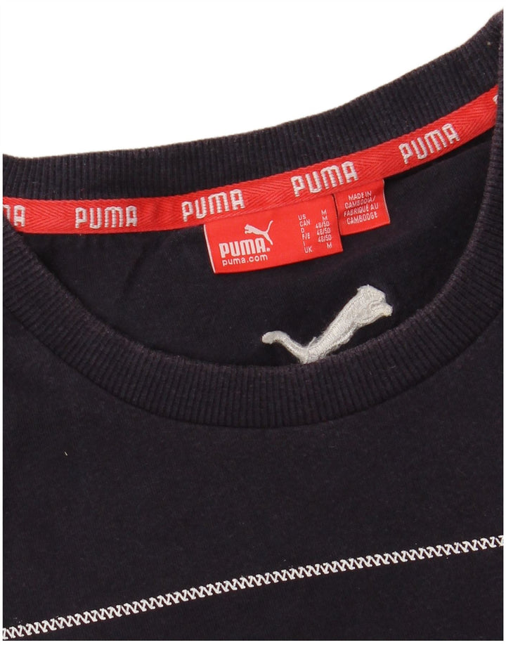 PUMA Mens Graphic T-Shirt Top Medium Navy Blue Cotton