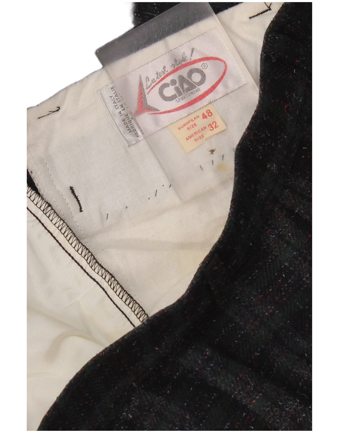 Ciao Herre Lige Casual Bukser IT 48 Medium W32 L33 Grøn Plaid