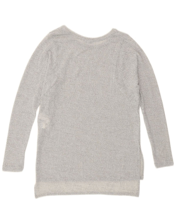Zara Womens Longline Top Langærmet UK 10 Small Grå Flecked Polyester