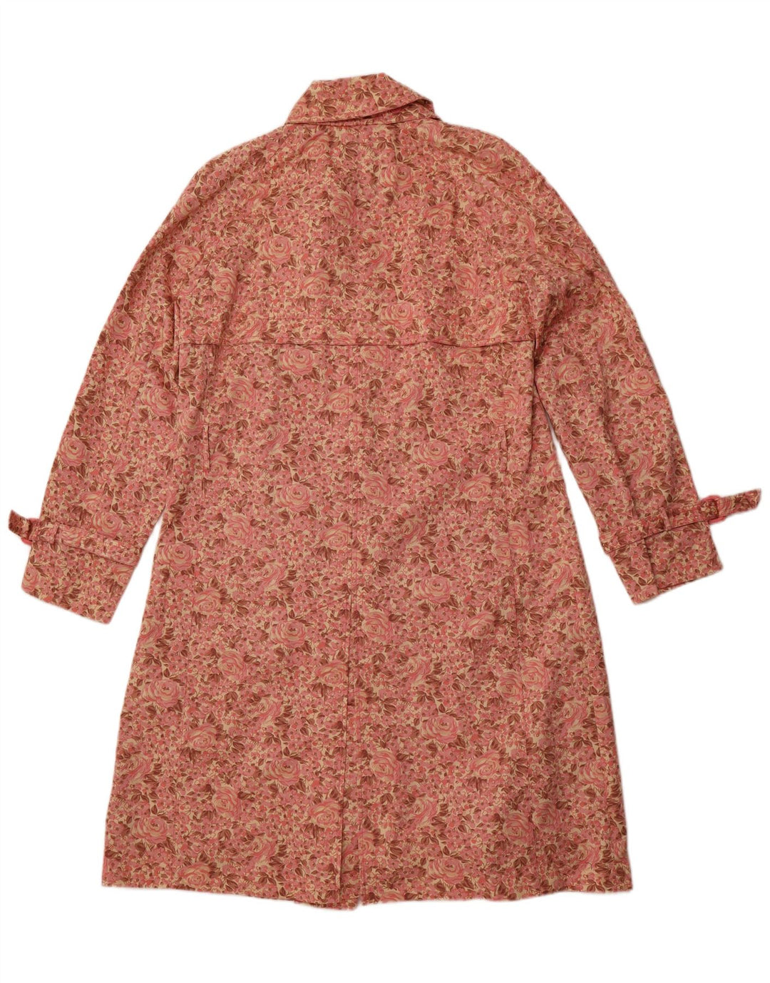 LONDON FOG Trench Coat til kvinder UK 16 Large Pink Floral Cotton