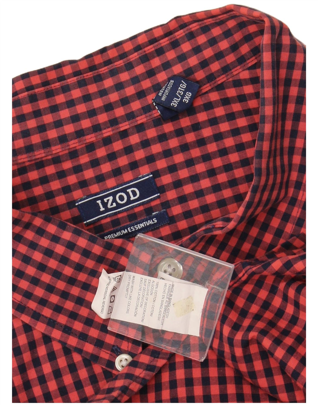 IZOD herreskjorte 3XL rødbrun Gingham bomuld