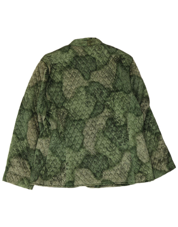 Vintage dame 3-knaps quiltet blazerjakke UK 16 Large Green Floral