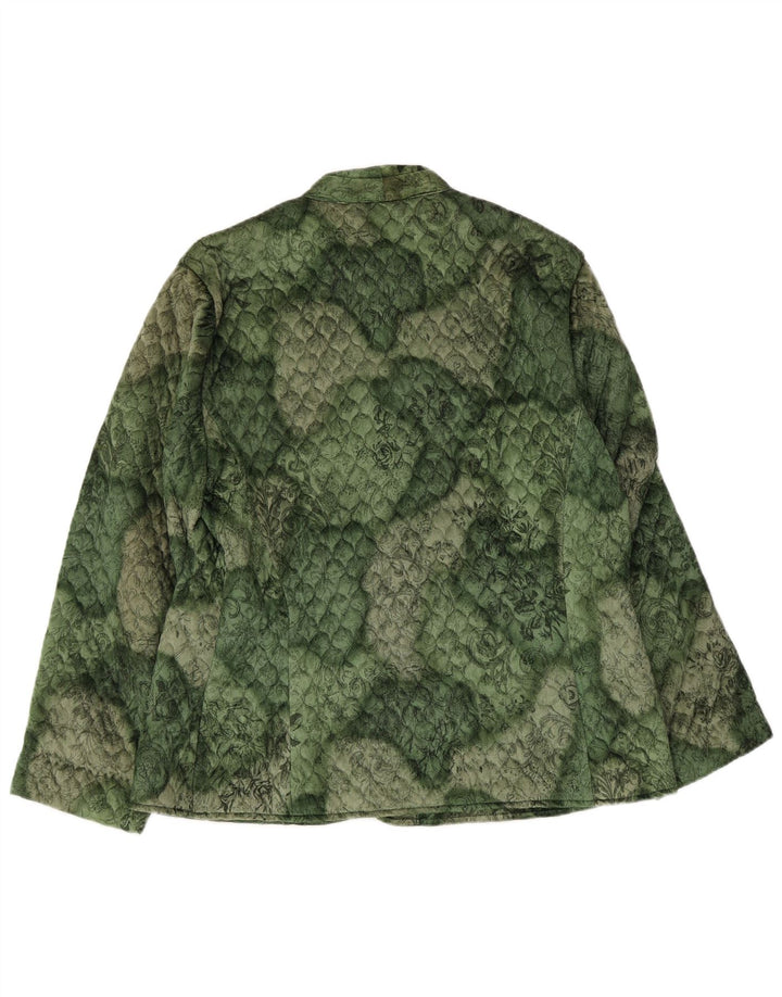 Vintage dame 3-knaps quiltet blazerjakke UK 16 Large Green Floral