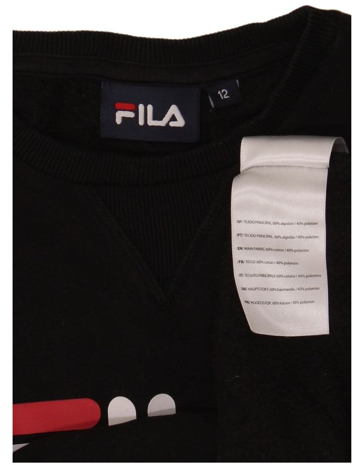 Fila Boys Graphic Sweatshirt Jumper 11-12 år Sort Bomuld