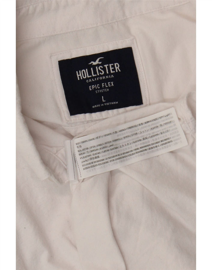 HOLLISTER Mens Stretch Shirt Large White Cotton Vintage Hollister and Second-Hand Hollister from Messina Hembry 