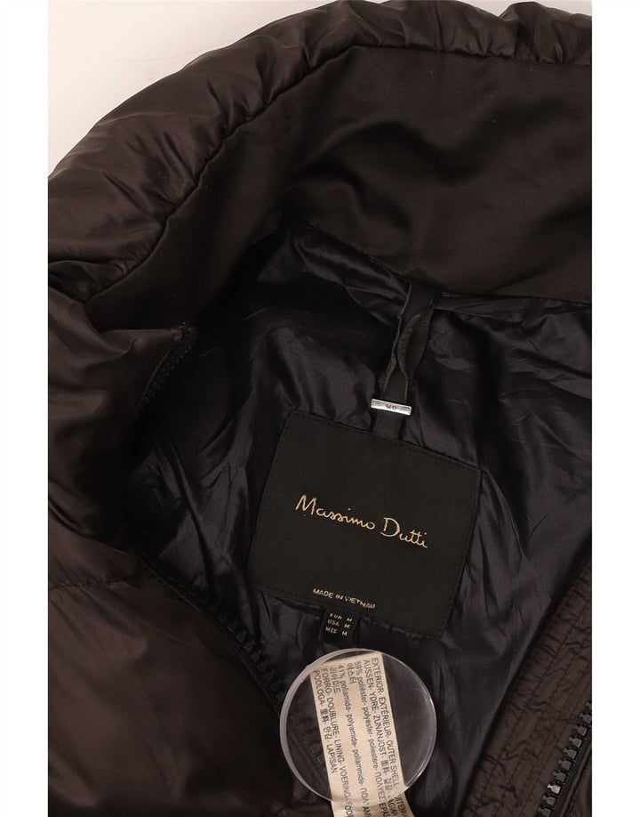 Massimo Dutti Dame Polstret Frakke UK 14 Medium Brun Polyester