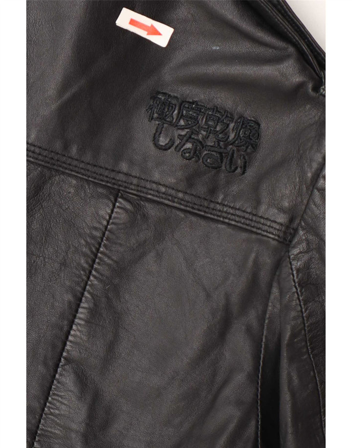 Superdry Military Læderjakke til kvinder UK 10 Lille Sort