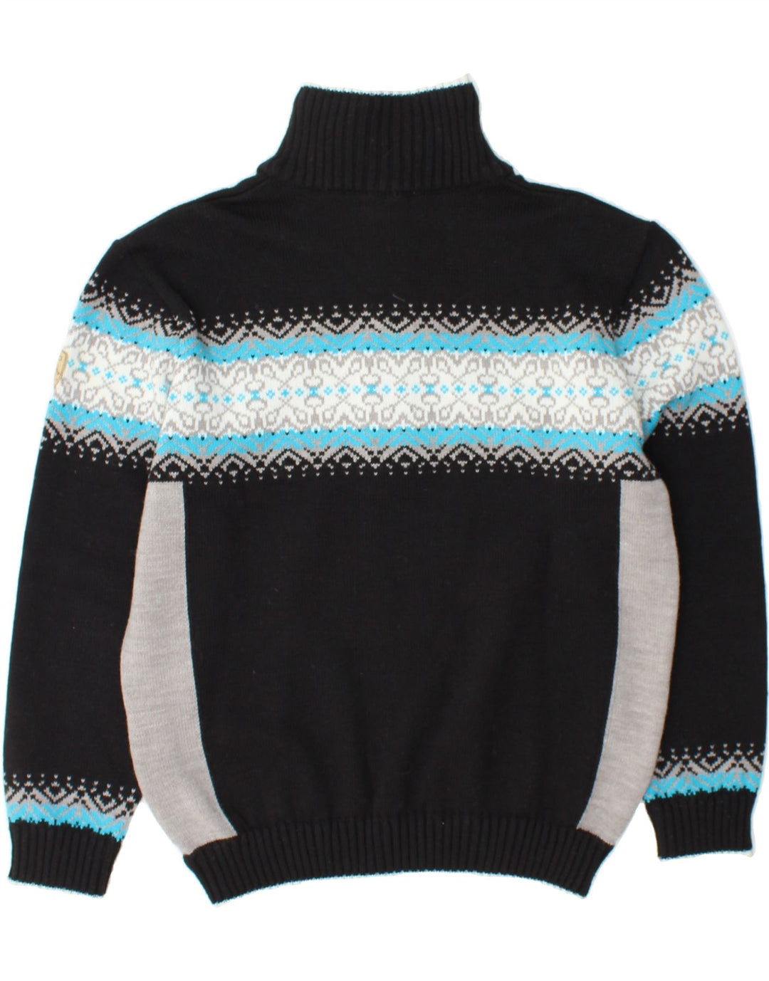 CMP Womens Zip Neck Jumper Sweater UK 14 Medium Black Fair Isle Acrylic Vintage CMP and Second-Hand CMP from Messina Hembry 