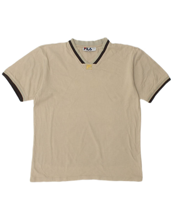 FILA Mens T-Shirt Top Small Beige Cotton