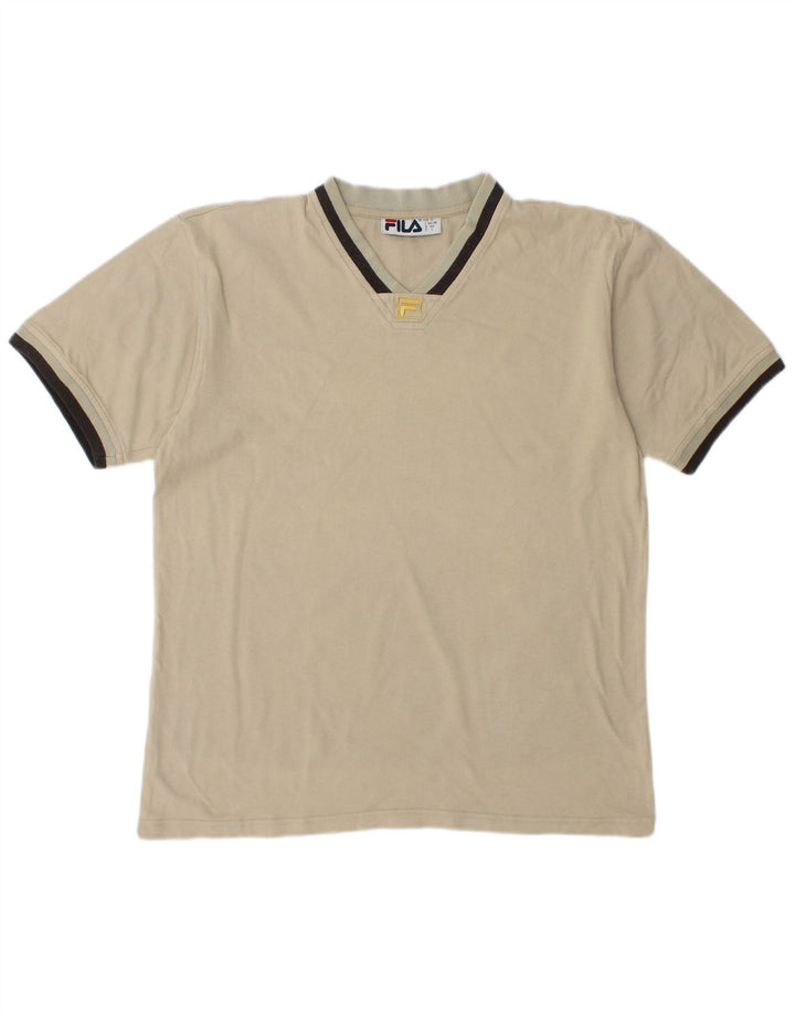 FILA Herre T-Shirt Top Lille Beige Bomuld