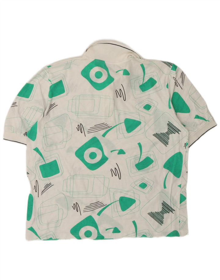 Cagi Dame Oversized Polo Shirt US 4 Small White Geometric