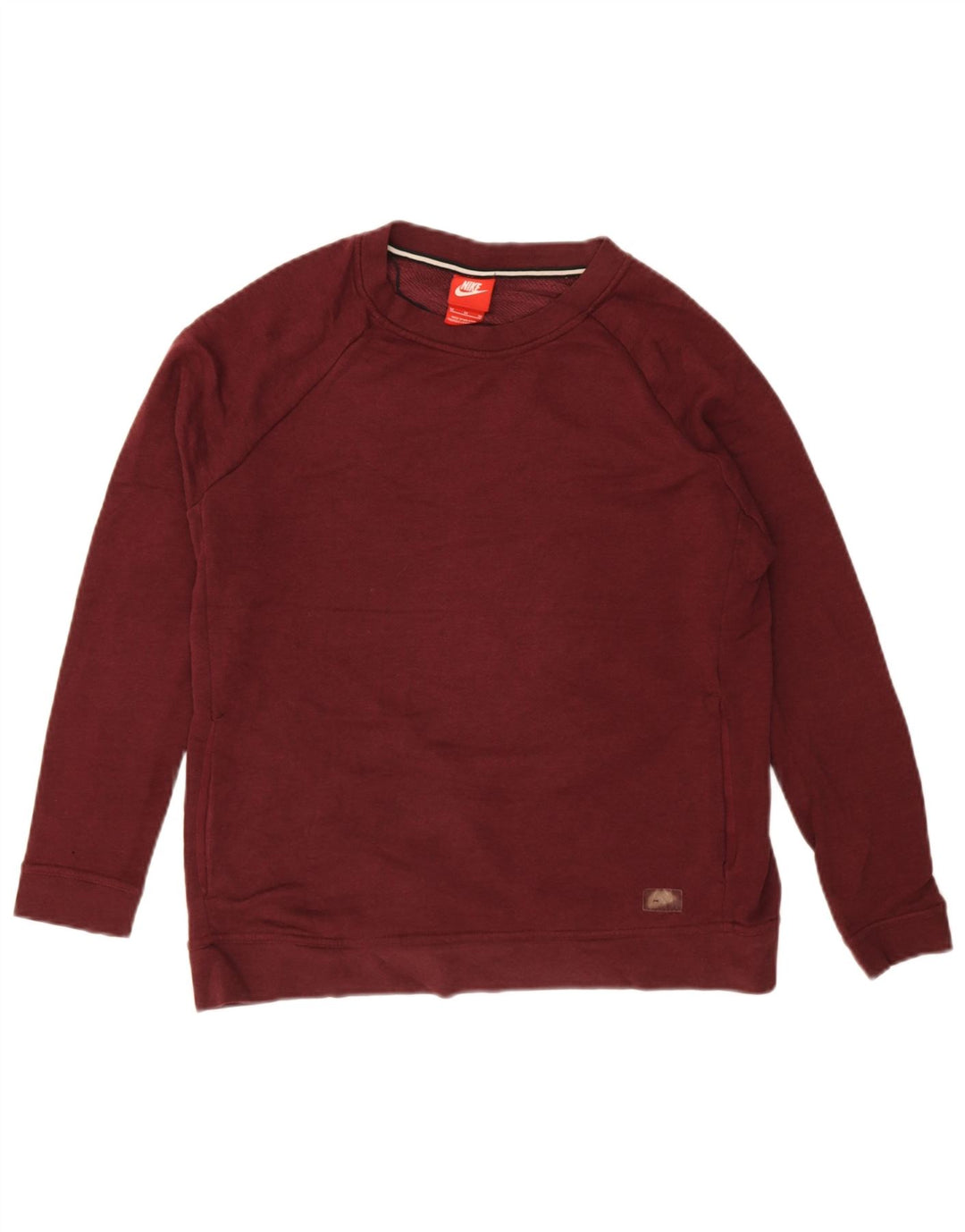 Nike Dame Sweatshirt Jumper UK 14 Medium Bourgogne bomuld