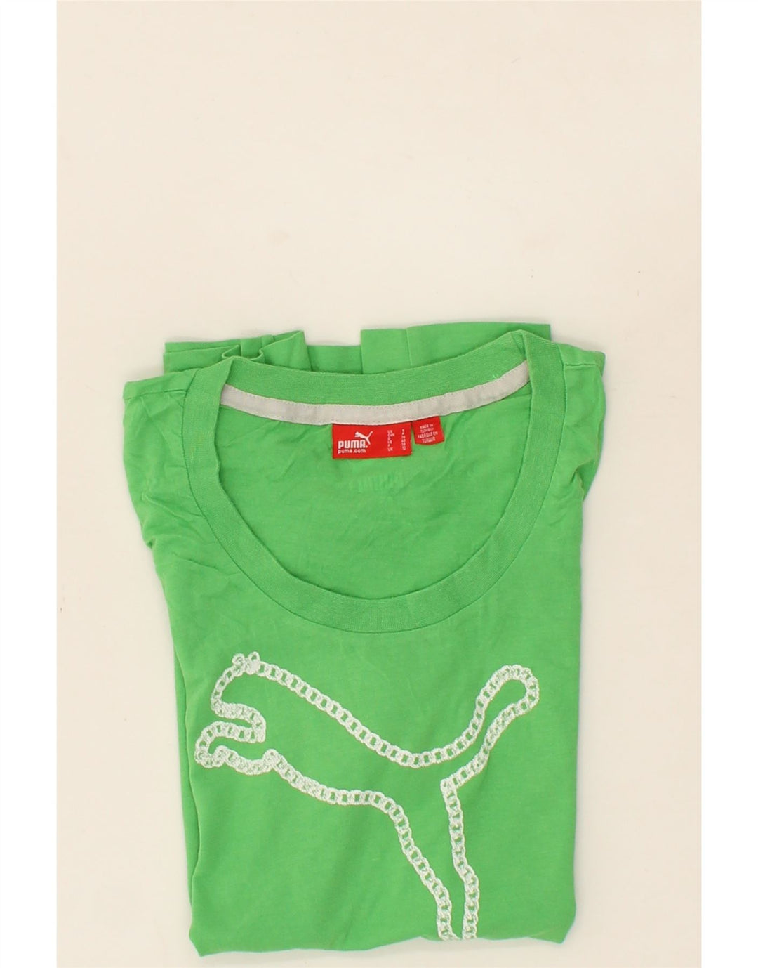 PUMA Womens Graphic T-Shirt Top UK 10 Small Green Vintage Puma and Second-Hand Puma from Messina Hembry 