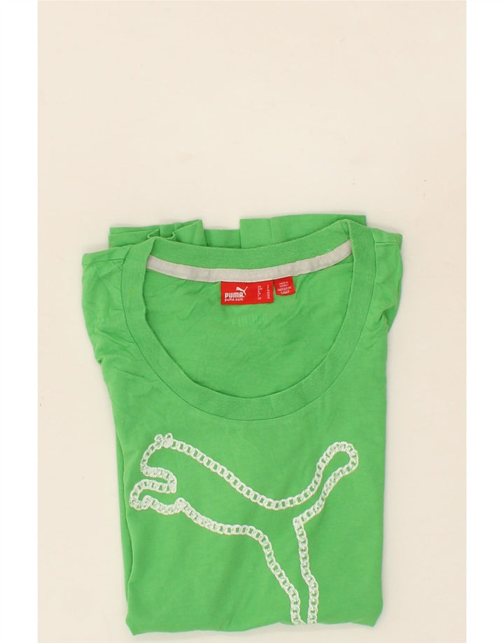 PUMA Womens Graphic T-Shirt Top UK 10 Small Green Vintage Puma and Second-Hand Puma from Messina Hembry 