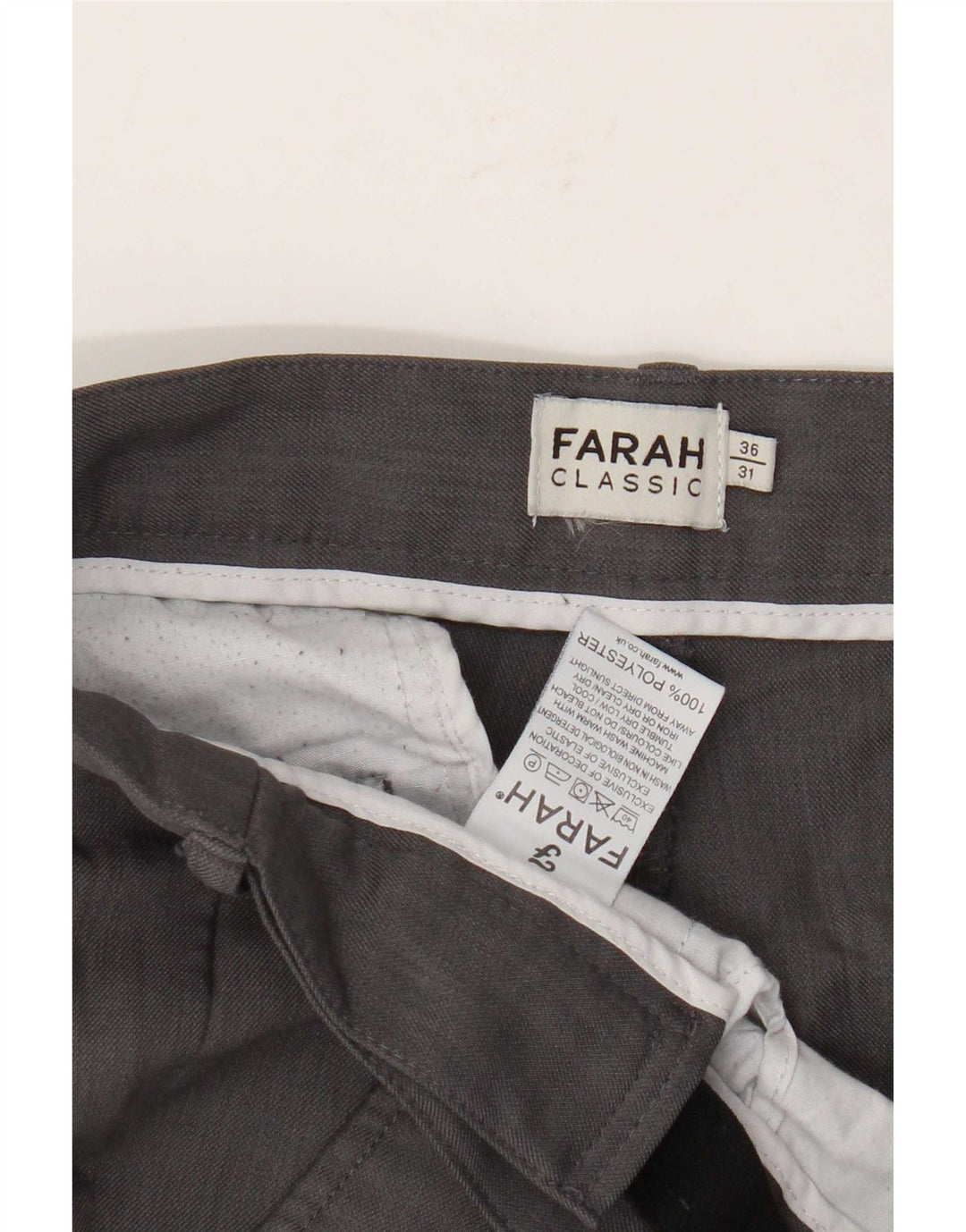 Farah Herre Klassiske Lige Chinobukser W36 L31 Grå Polyester