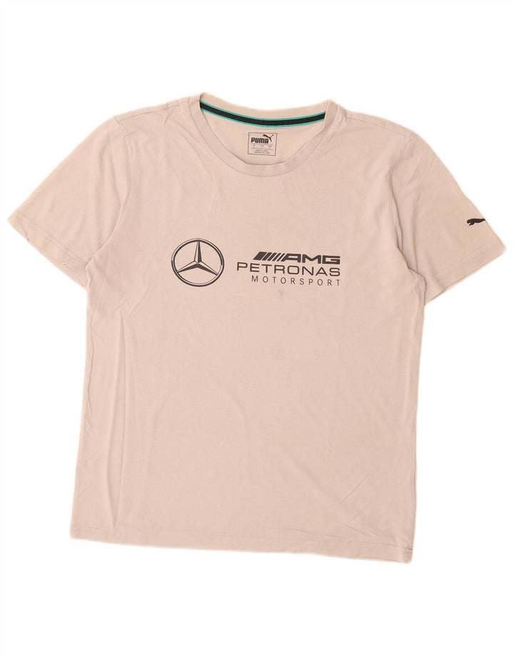 PUMA Grafisk T-shirt til mænd, lille grå bomuld